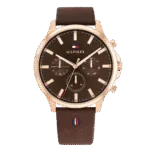 Original Tommy Hilfiger Analogue Multifunction Quartz Watch for Men with Dark Brown Leather Strap - 1710497 -1