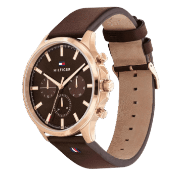 Original Tommy Hilfiger Analogue Multifunction Quartz Watch for Men with Dark Brown Leather Strap - 1710497 -2