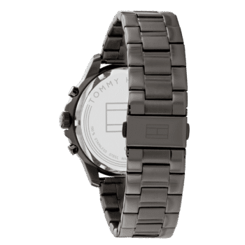 Original Tommy Hilfiger Analogue Multifunction Quartz Watch for Men with Gunmetal Stainless Steel Bracelet-1710479-Black dial with Black metal band-44mm-2
