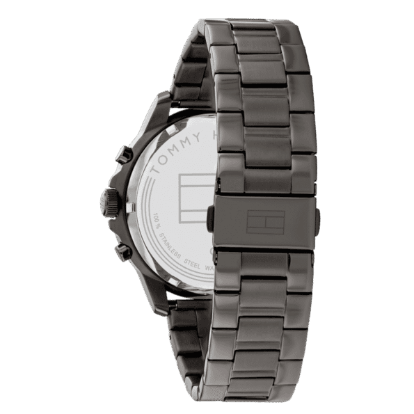 Original Tommy Hilfiger Analogue Multifunction Quartz Watch for Men with Gunmetal Stainless Steel Bracelet-1710479-Black dial with Black metal band-44mm-2