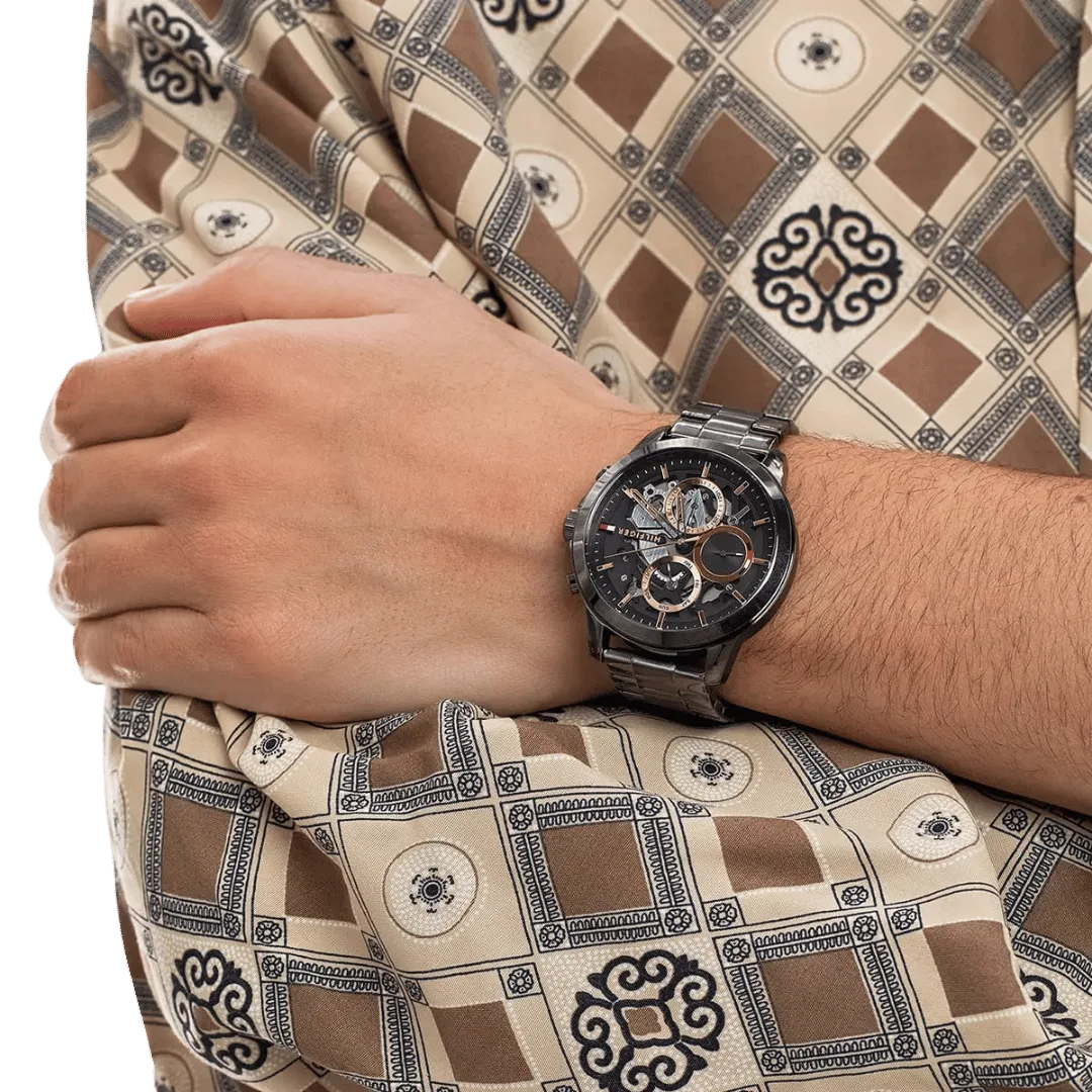 Original Tommy Hilfiger Analogue Multifunction Quartz Watch for Men with Gunmetal Stainless Steel Bracelet-1710479-Black dial with Black metal band-44mm-5