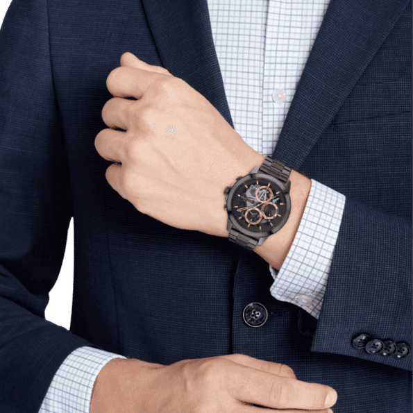 Original Tommy Hilfiger Analogue Multifunction Quartz Watch for Men with Gunmetal Stainless Steel Bracelet-1710479-Black dial with Black metal band-44mm-6