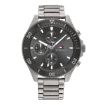 Original Tommy Hilfiger Analogue Multifunction Quartz Watch for Men with Gunmetal Stainless Steel Bracelet - 1791918 - 46mm-1