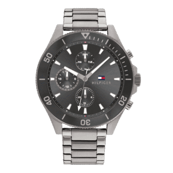Original Tommy Hilfiger Analogue Multifunction Quartz Watch for Men with Gunmetal Stainless Steel Bracelet - 1791918 - 46mm-1