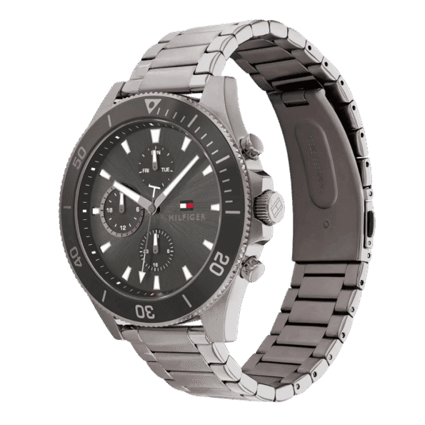 Original Tommy Hilfiger Analogue Multifunction Quartz Watch for Men with Gunmetal Stainless Steel Bracelet - 1791918 - 46mm-3
