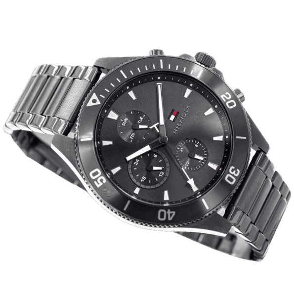 Original Tommy Hilfiger Analogue Multifunction Quartz Watch for Men with Gunmetal Stainless Steel Bracelet - 1791918 - 46mm-4