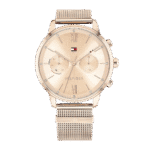 Original Tommy Hilfiger Analogue Multifunction Quartz Watch for Women with Rose Gold Colored Stainless Steel mesh Bracelet-1782303-38mm-1