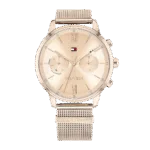 Original Tommy Hilfiger Analogue Multifunction Quartz Watch for Women with Rose Gold Colored Stainless Steel mesh Bracelet-1782303-38mm-1