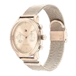 Original Tommy Hilfiger Analogue Multifunction Quartz Watch for Women with Rose Gold Colored Stainless Steel mesh Bracelet-1782303-38mm-1