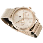 Original Tommy Hilfiger Analogue Multifunction Quartz Watch for Women with Rose Gold Colored Stainless Steel mesh Bracelet-1782303-38mm-1