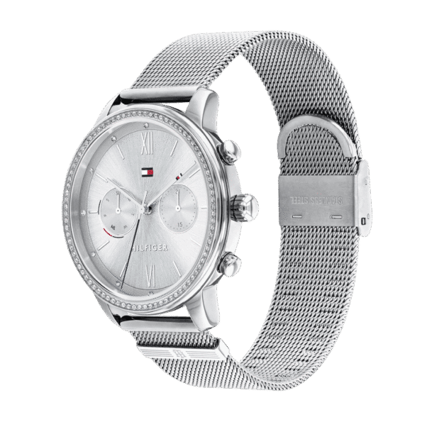 Original Tommy Hilfiger Analogue Multifunction Quartz Watch for Women with Silver Stainless Steel mesh Bracelet-1782301-38mm-2