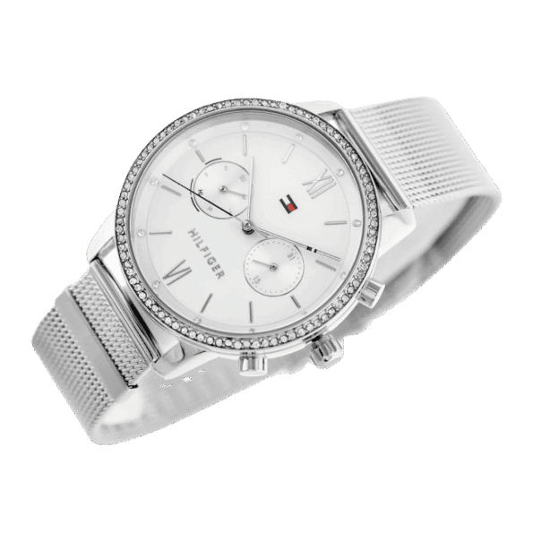 Original Tommy Hilfiger Analogue Multifunction Quartz Watch for Women with Silver Stainless Steel mesh Bracelet-1782301-38mm-3