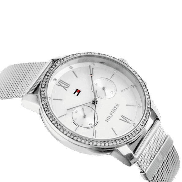 Original Tommy Hilfiger Analogue Multifunction Quartz Watch for Women with Silver Stainless Steel mesh Bracelet-1782301-38mm-5