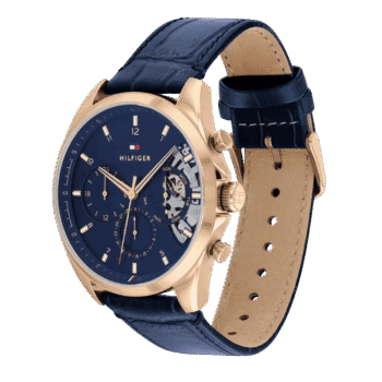 Original Tommy Hilfiger Baker Multifunction Blue Dial Leather Strap Men’s Watch – 1710451 -43.5mm-2