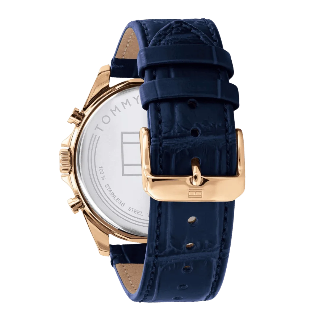 Original Tommy Hilfiger Baker Multifunction Blue Dial Leather Strap Men’s Watch – 1710451 -43.5mm-4