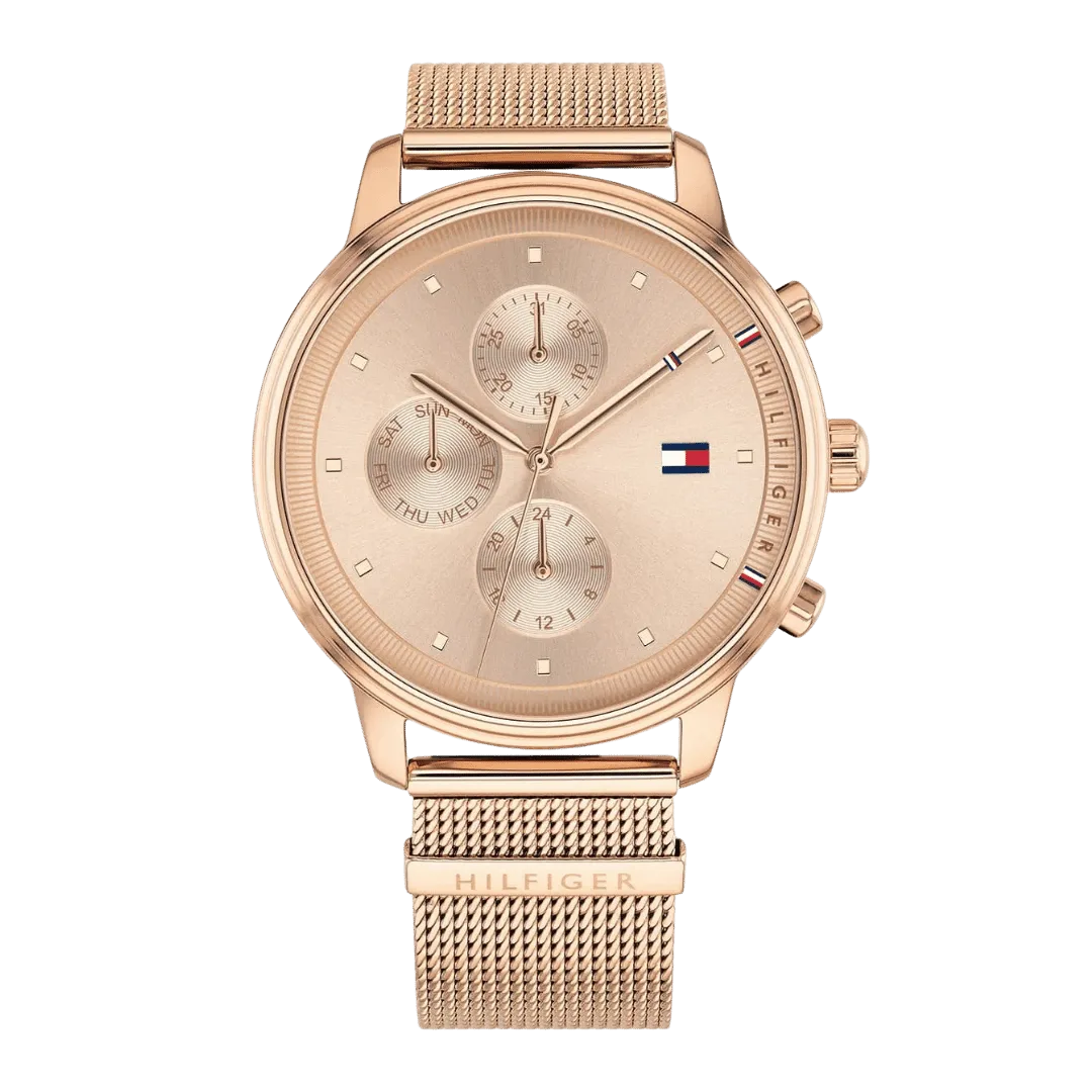 Original Tommy Hilfiger Blake Women's Rose Gold Dial Gold Plated Band Watch-1781907-38mm-1