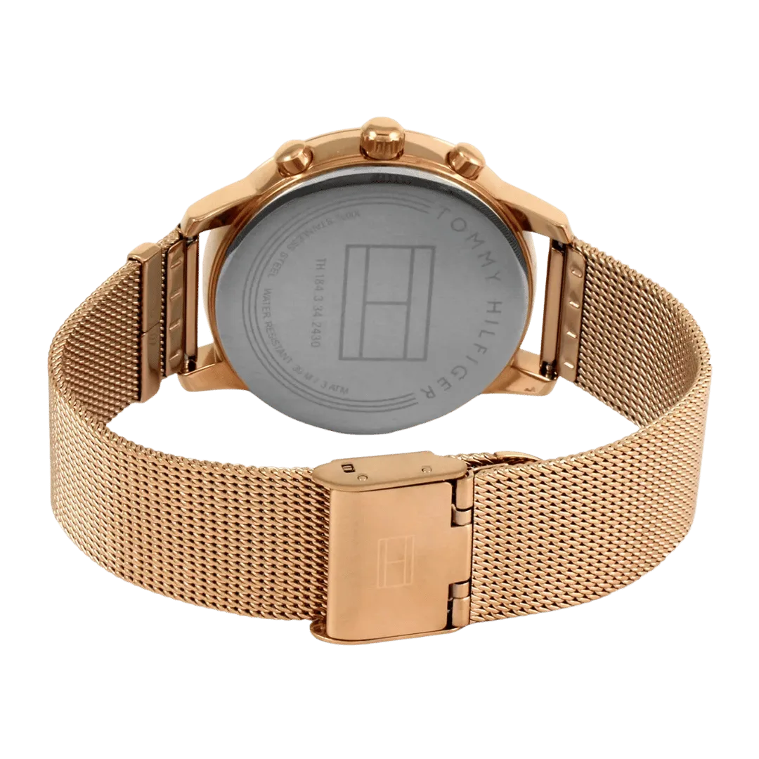 Original Tommy Hilfiger Blake Women's Rose Gold Dial Gold Plated Band Watch-1781907-38mm-5 Original Tommy Hilfiger Blake Women's Rose Gold Dial Gold Plated Band Watch-1781907-38mm-5