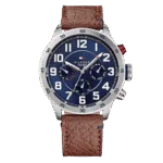 Original Tommy Hilfiger Men's 1791066 Stainless Steel Case Watch with Brown Leather Strap, Blue dial, Band-1