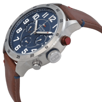 Original Tommy Hilfiger Men's 1791066 Stainless Steel Case Watch with Brown Leather Strap, Blue dial, Band-2