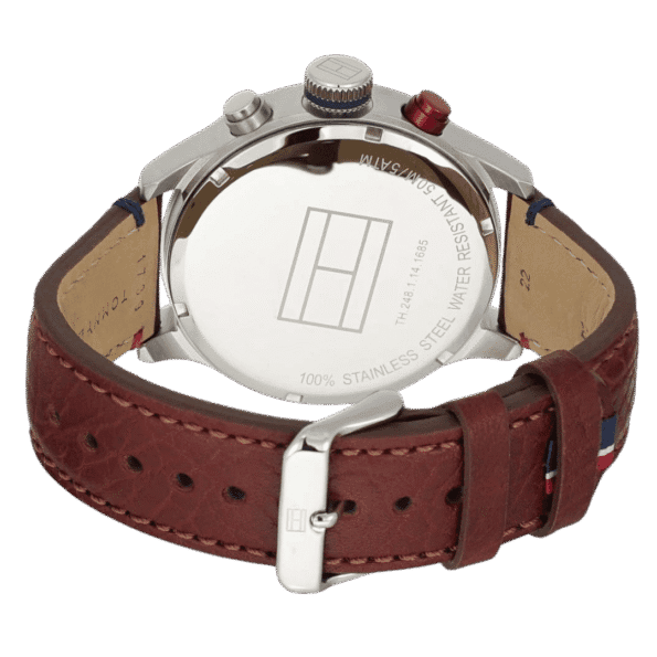 Original Tommy Hilfiger Men's 1791066 Stainless Steel Case Watch with Brown Leather Strap, Blue dial, Band-3