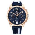 Original Tommy Hilfiger Men's 46mm Analogue Multifunction Quartz Watch - Navy Blue Dial with Silicone Strap, Day, Date, and 24-Hour Functions, 5ATM Water Resistant - 1791474 -1
