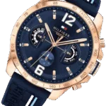 Original Tommy Hilfiger Men’s 46mm Analogue Multifunction Quartz Watch – Navy Blue Dial with Silicone Strap, Day, Date, and 24-Hour Functions, 5ATM Water Resistant – 1791474 -1
