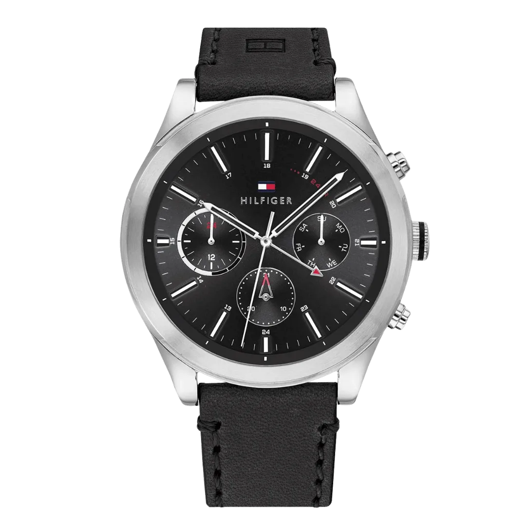 Original Tommy Hilfiger Men’s Leather Ashton Multi-Function Chronograph Watch 1791740-Black Leather Strap with Black dial-1 Original Tommy Hilfiger Men’s Leather Ashton Multi-Function Chronograph Watch 1791740-Black Leather Strap with Black dial-1