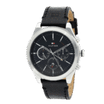 Original Tommy Hilfiger Men’s Leather Ashton Multi-Function Chronograph Watch 1791740-Black Leather Strap with Black dial-1