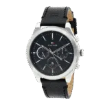 Original Tommy Hilfiger Men’s Leather Ashton Multi-Function Chronograph Watch 1791740-Black Leather Strap with Black dial-1