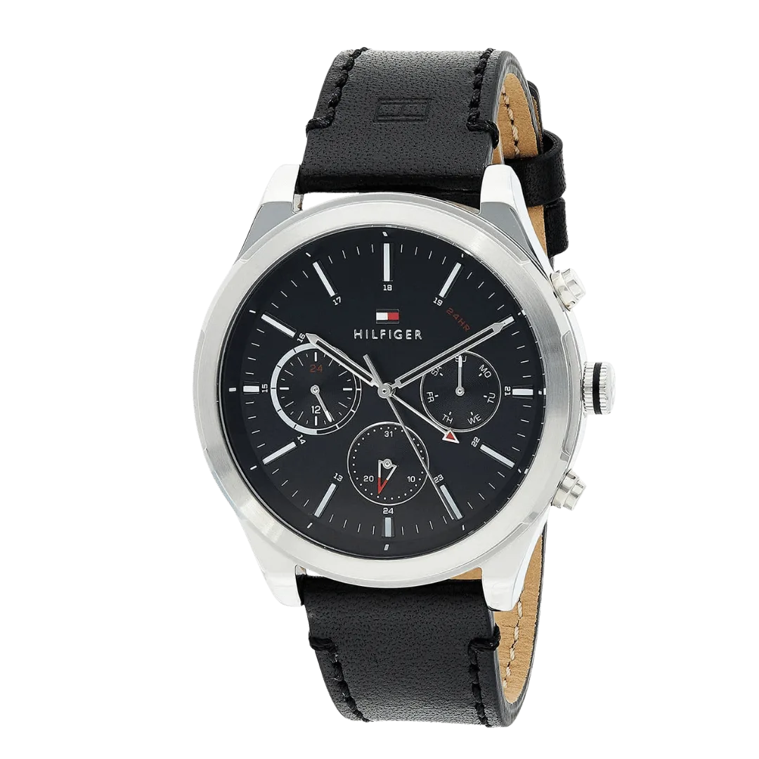 Original Tommy Hilfiger Men’s Leather Ashton Multi-Function Chronograph Watch 1791740-Black Leather Strap with Black dial-2 Original Tommy Hilfiger Men’s Leather Ashton Multi-Function Chronograph Watch 1791740-Black Leather Strap with Black dial-2