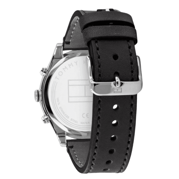 Original Tommy Hilfiger Men’s Leather Ashton Multi-Function Chronograph Watch 1791740-Black Leather Strap with Black dial-4