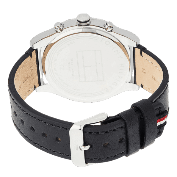 Original Tommy Hilfiger Men’s Leather Ashton Multi-Function Chronograph Watch 1791740-Black Leather Strap with Black dial-5