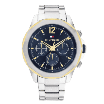 Original Tommy Hilfiger Men's Multifunction Stainless Steel Case and Link Bracelet Watch Color Silver Model 1792059 Silver-46mm-1