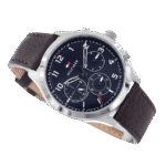 Original Tommy Hilfiger Men’s Qtz Multifunction Stainless Steel Case and Leather Strap Casual Watch Color Brown Model 1791855 Brown, Quartz Watch-1