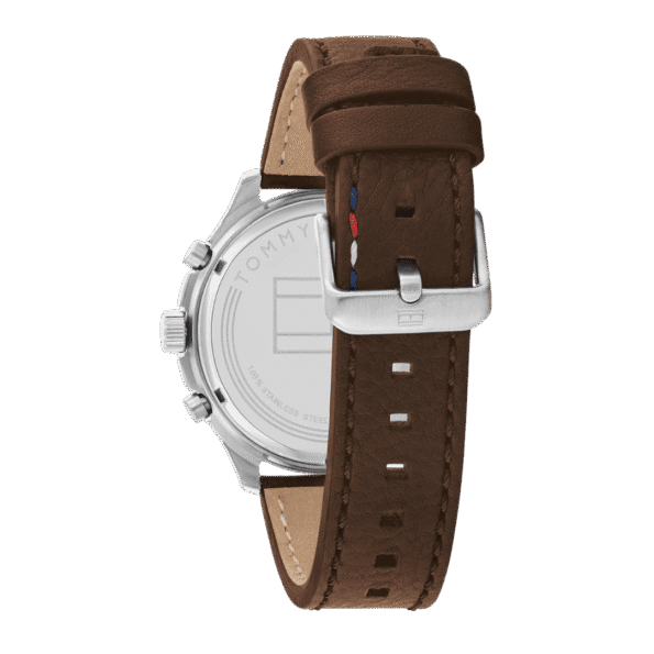 Original Tommy Hilfiger Men's Qtz Multifunction Stainless Steel Case and Leather Strap Casual Watch Color Brown Model 1791855 Brown, Quartz Watch-4