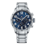 Original Tommy Hilfiger Silver Stainless Blue dial Watch for Men's 1791053 - 46mm-1
