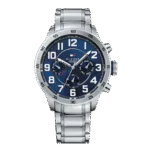 Original Tommy Hilfiger Silver Stainless Blue dial Watch for Men's 1791053 - 46mm-1