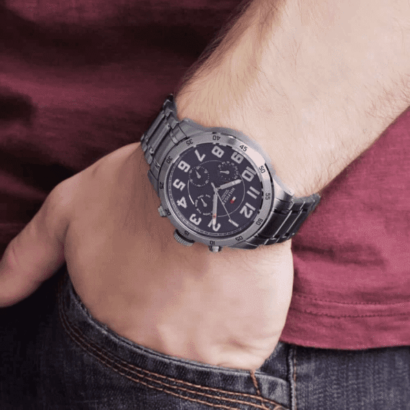 Original Tommy Hilfiger Silver Stainless Blue dial Watch for Men's 1791053 - 46mm-6
