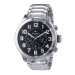 Original Tommy Hilfiger Trent For Men Black Dial Stainless Steel Band Chronograph Watch 1791054-46mm-1