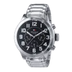 Original Tommy Hilfiger Trent For Men Black Dial Stainless Steel Band Chronograph Watch 1791054-46mm-1