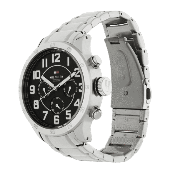 Original Tommy Hilfiger Trent For Men Black Dial Stainless Steel Band Chronograph Watch 1791054-46mm-3