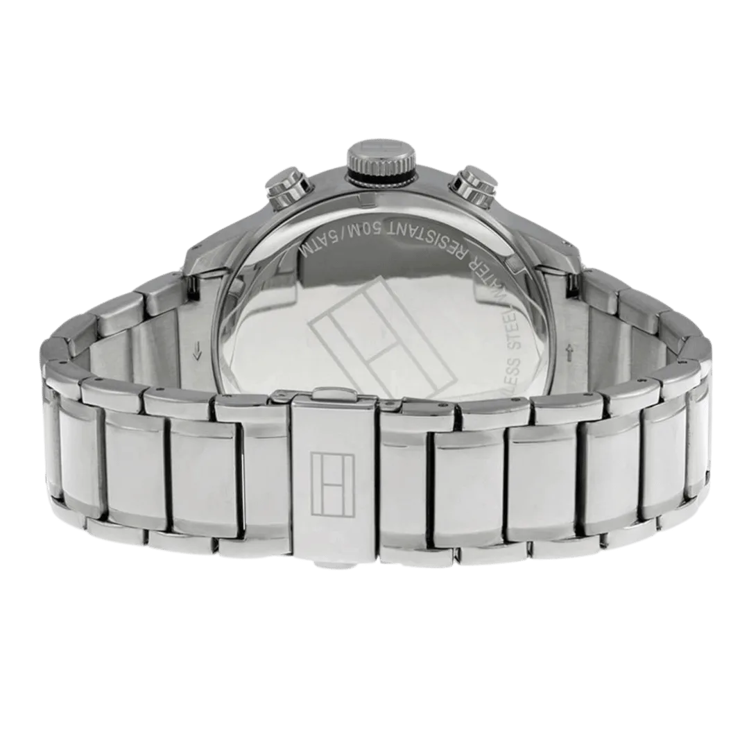 Original Tommy Hilfiger Trent For Men Black Dial Stainless Steel Band Chronograph Watch 1791054-46mm-4