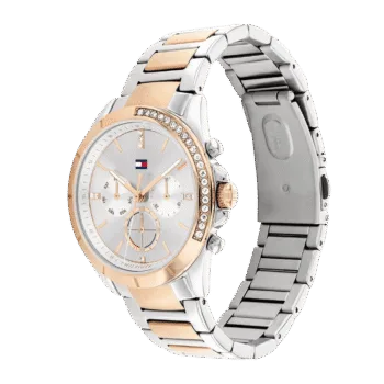 Original Tommy Hilfiger Women's Quartz Multifunction Stainless Steel and Link Bracelet Watch Color Two Tone Model 1782387 two tone Quartz Watch-2