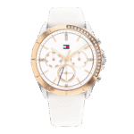 Original Tommy Hilfiger Women's Quartz Watch with Silicone Strap White 20 Model 1782388-38mm-1