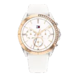 Original Tommy Hilfiger Women's Quartz Watch with Silicone Strap White 20 Model 1782388-38mm-1