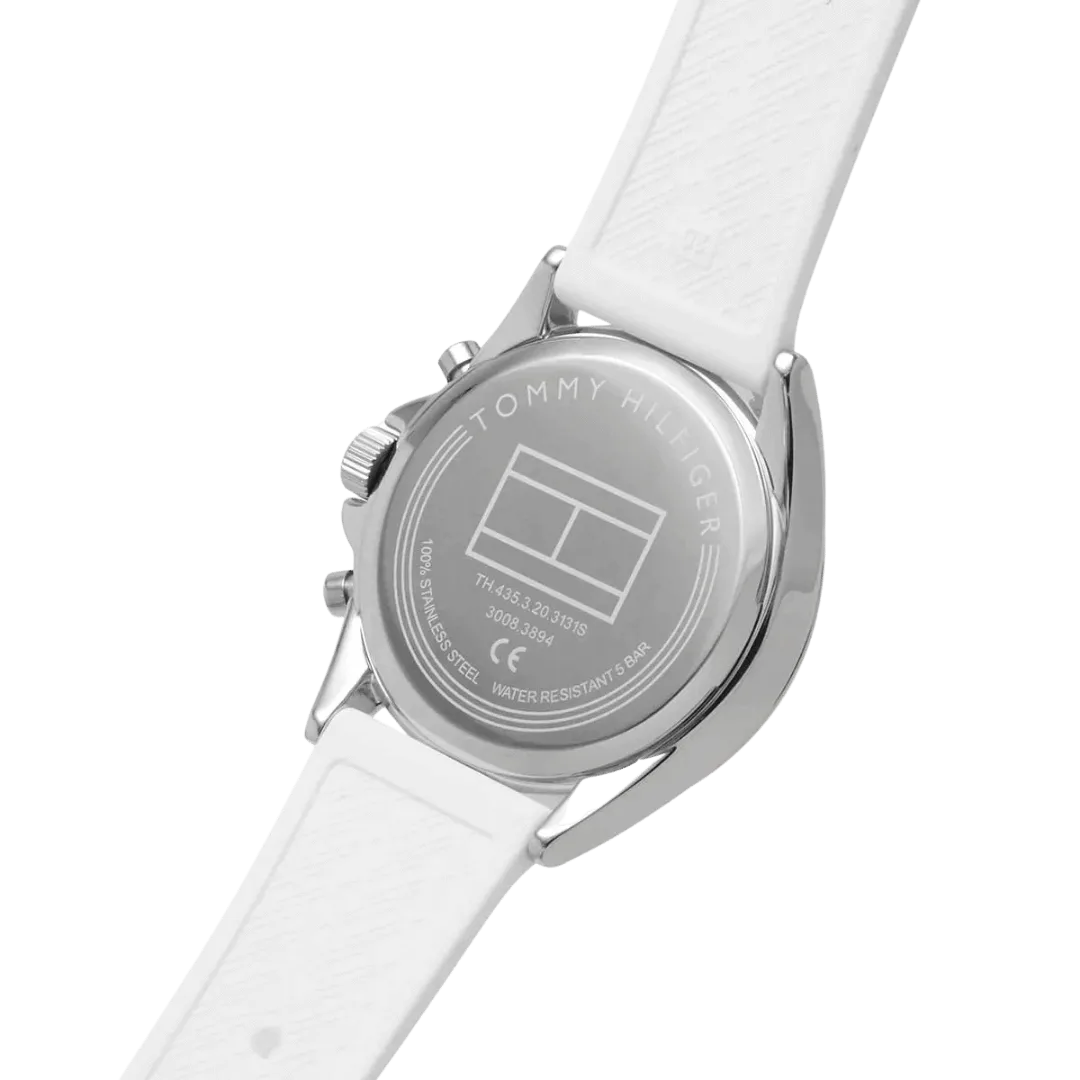 Original Tommy Hilfiger Women's Quartz Watch with Silicone Strap White 20 Model 1782388-38mm-4