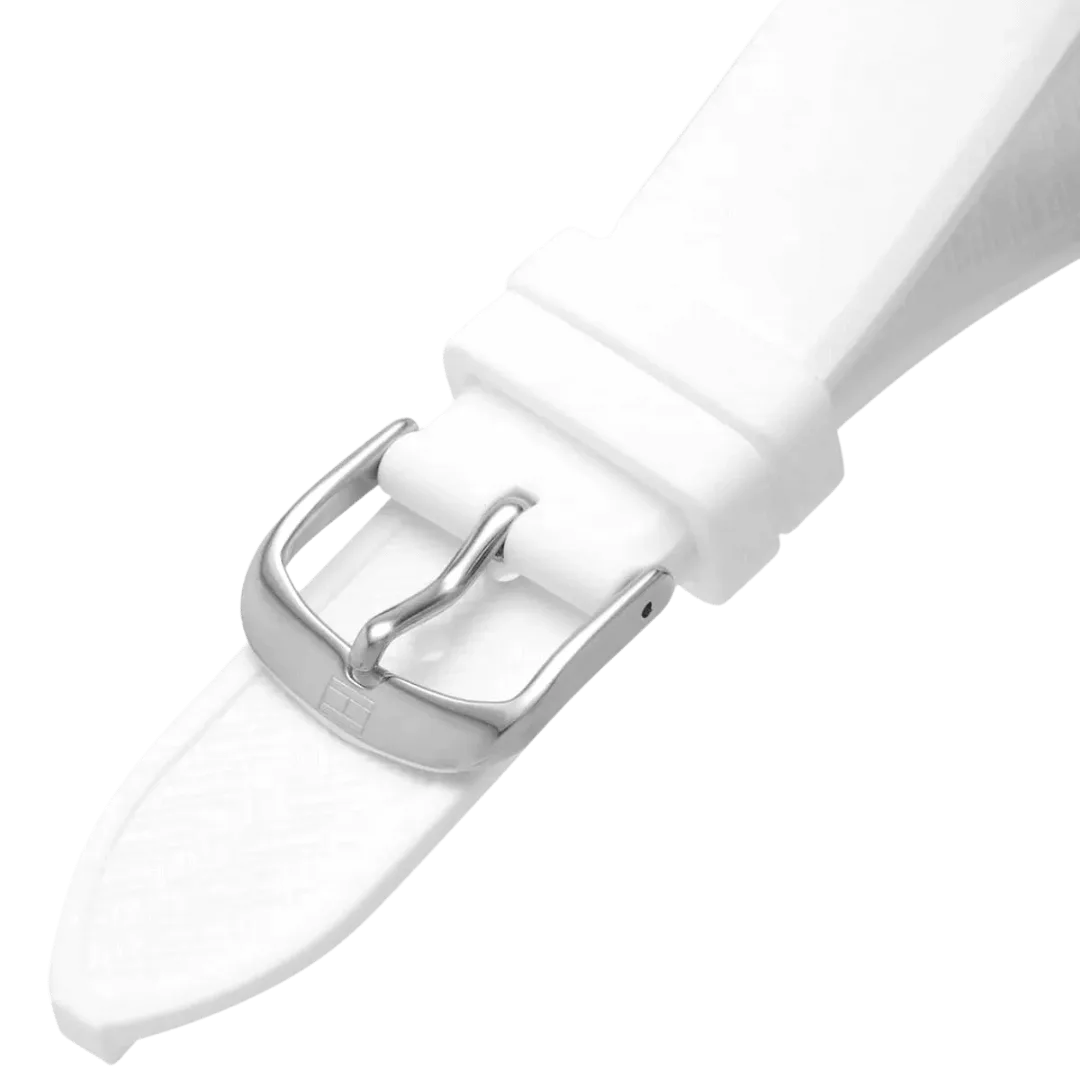 Original Tommy Hilfiger Women's Quartz Watch with Silicone Strap White 20 Model 1782388-38mm-6