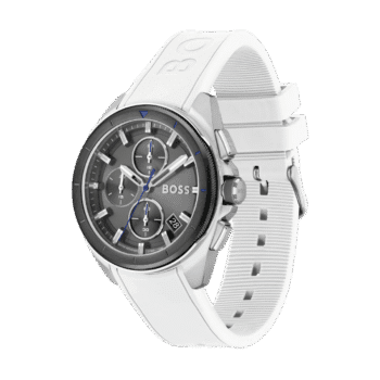 2BOSS Chronograph Quartz Watch for Men with White Silicone Bracelet-1513948-44mm-