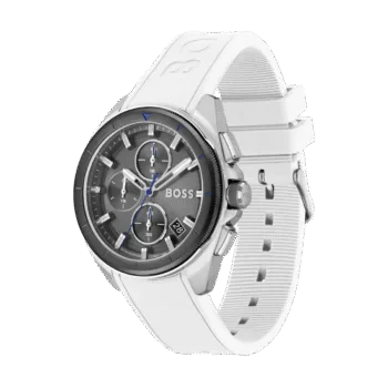 2BOSS Chronograph Quartz Watch for Men with White Silicone Bracelet-1513948-44mm-