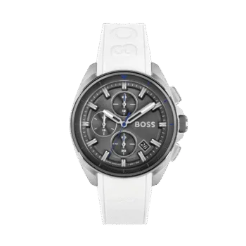 BOSS Chronograph Quartz Watch for Men with White Silicone Bracelet-1513948-44mm-1